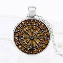 SUTEYI Charm Norse Viking Cross Necklace DIY Mens Jewelry Rune Circle Glass Cabochon Pendant Silver Color Long Chain Necklaces 2024 - buy cheap