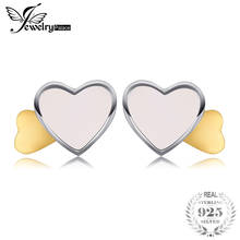 Jewelrypalace 925 Sterling Silver Me & You Two Tone Murano Glass Stud Earrings Two Heart Earrings Trendy Jewelry Gift For Girls 2024 - buy cheap