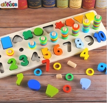 Children Wooden Montessori Materials Learning To Count Numbers Matching Digital Shape Match Early Education Teaching Math Toys 2024 - buy cheap