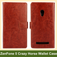 Elegante Crazy Horse patrón PU cuero cartera Flip funda para Asus ZenFone 5 A501CG con soporte envío gratis 2024 - compra barato