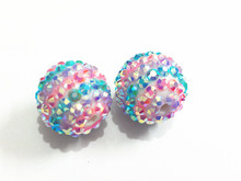 Newest !! 20mm 100pcs/lot  Pink /Purple/ Blue  Striped AB Resin Rhinestone Ball Beads For Chunky Kids Necklace Design 2024 - buy cheap