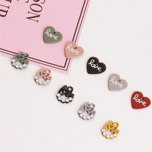 Mini Order 7pcs/Lot Crystal Rhinestone Paved Lovely Heart Charms Oil Drop Rubber Enamel DIy Ornament Accessories Alloy Pendants 2024 - buy cheap