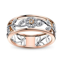 ERLUER полые винтажные кольца с цветочным узором цвета розового золота с кристаллами циркония для женщин и девушек, модные подарки на день рождения, Ювелирное кольцо 2024 - купить недорого