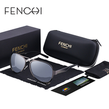 Мужские и женские солнцезащитные очки FENCHI, брендовые дизайнерские очки с поляризационными металлическими линзами, степень защиты UV400, очки-авиаторы с ночным видением 2024 - купить недорого
