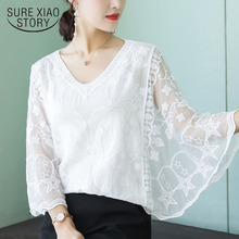 Blusas De Moda para Mujer, Tops y Blusas De encaje para Mujer, blusa blanca con cuello en V, 2021 50 2024 - compra barato