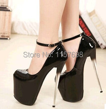 Sexy ultra high heels platform thin heels single shoes japanned leather women's shoes 20cm tiangao 43 plus size 2024 - buy cheap