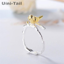 Uini-Tail hot new 925 sterling silver creative golden bird opening ring national wind small animal jewelry fashion trend GN794 2024 - buy cheap