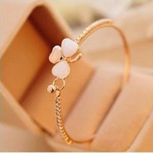 Wholesales Hot New Fashion Bow Sweet Clover Inlaid Opal Bracelet Jewelry Accessories Bangles 2024 - buy cheap