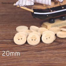 Botões de madeira de âncora de 20mm, álbum de costura com dois buracos, botões de madeira natural, acessórios de roupas faça você mesmo 2024 - compre barato