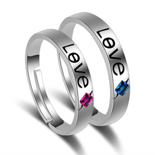 100% 925 prata esterlina moda "amor" design cristal amantes anéis ajustável anel de dedo jóias aniversário presente transporte da gota 2024 - compre barato