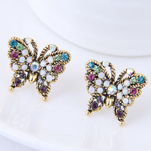 Wholesale Vintage Jewelry butterfly rhinestone Earings For Women bronze earrings Fashion Jewelry brincos 2024 - buy cheap