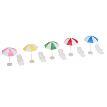 5 Set 1/12 Dollhouse Miniature Deck Chair Beach Umbrella Kids Pretend Toy #6 2024 - buy cheap