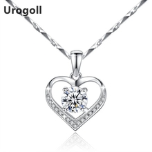 Genuine 925 Sterling Silver Fine Jewelry Heart Pendant Necklaces For Women Anniversary Jewelry AAA ZIrconia Pendant Necklace 2024 - buy cheap
