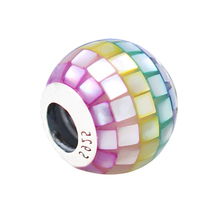 QANDOCCI Multi-Color Mosaic Charm Multi-Colored CZ Fits for Original Charms Bracelets 925 Sterling Silver Jewelry 2024 - buy cheap