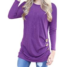 Camisetas informales para mujer, remeras de manga larga con botones sólidos, camisetas ajustadas elegantes para mujer, camisetas verdes para primavera y otoño 2024 - compra barato