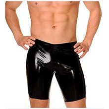 Men's Shiny Faux Leather Shorts And Underwear Men Sexy Black Lingerie Fashion Long Underpants Plus Size Boxer Fetish Pants XXL 2024 - buy cheap