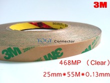 3M 468MP, 25mm*55M, 0.13mm Thick, 200MP Adhesive, 2 Faces Sticky Tape, for PCB, Rubber, Metal, Panel, LCD Display Bonding 2024 - buy cheap