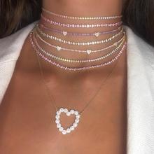 2020thin cz tennis chain necklace pastel women choker various colors colorful cz Gold color trendy gorgeous elegance necklace 2024 - buy cheap