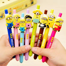 8pcs/set creative new writing  black Gel Pens cute cartoon Minions button gel pen office school stationery 2024 - buy cheap