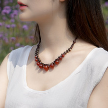 Natural red onyx chalcedony beads necklaces for women original handmade choker necklace wholesale knitted jewelry 0524 2024 - buy cheap