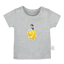 Camisetas de princesa de dibujos animados para bebé recién nacido, playeras de manga corta con gráfico de vidrio, Color sólido, Blancanieves 2024 - compra barato