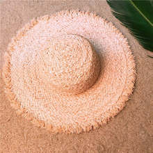 Sombrero de paja de rafia tejido a mano para mujer, sombrero de sol de playa con ala ancha, domo, tamaño 56-58CM, 100% 2024 - compra barato