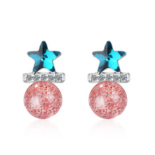 Xiyanike brincos estrela 925 com strass femininos, brincos prateados de cristal de morango, moda coreana, lindos, azul, presentes para mulheres, ves6171 2024 - compre barato