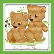 Brown bear cross stitch kit cartoon 11ct count canvas stitches embroidery DIY handmade needlework plus 2024 - buy cheap