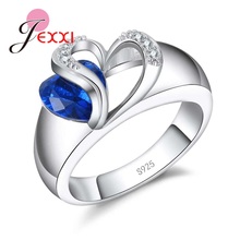 Vogue cristal 925 prata esterlina coração forma azul zircônia cúbica anéis feminino jóias para festa de noivado dia dos namorados 2024 - compre barato