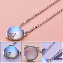 new  round natural moonstone necklace High quality women jewelry girls pendant with chain lovers gift 2024 - buy cheap