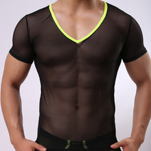 Sexy Men's T-shirt Gauze Mesh Man t shirts Transparent Breathable Quick Dry Undershirt Brand Underwear Dropshipping 2024 - buy cheap