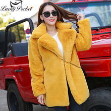 Winter Female New Rabbit Fur Coat Women Thick Warm Turn Down Collar Faux Fur Jacket Fashion Fluffy Loose Long Sleeve Parka Z1011 2024 - buy cheap