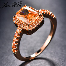 Cute Fashion Female Big Square Ring Rose Gold Champagne Zircon Stone Rings For Women Promise Love Engagement Ring 2024 - buy cheap