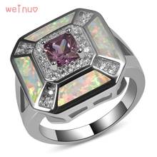 Weinuo Purple Crystal White Opal White Crystal Ring 925 Sterling Silver Top Quality Jewelry Wedding Ring Size 5 6 7 8 9 10 11 2024 - buy cheap