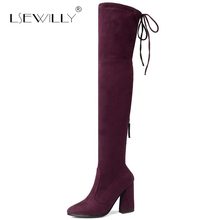 Lsewilly Women Over The Knee High Boots Fashion Women Shoes Platform Hoof Heels Sexy Stretch Fabric Women Boots Size 34-43 S595 2024 - buy cheap