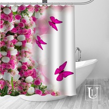Flowers grass butterfly Shower Curtains Custom Bathroom Curtain Waterproof Bathroom Fabric Polyester Shower Curtain High Quality 2024 - buy cheap