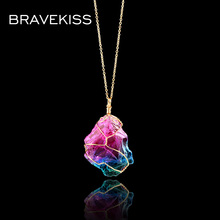 Bravekiss colar com pingente de cristal feminino, colar enrolado de liga de pedra natural, acessórios de joias estilosos para mulheres 2019 novo bpn1307 2024 - compre barato