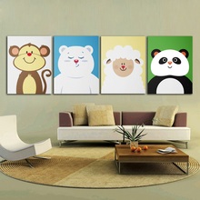 Unframed Nordic Posters and prints Cartoon Animal Portrait Canvas Painting Fashion Children's Room Decoration Wall Art Picture 2024 - buy cheap