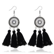 WNGMNGL Bohemia Handmade Tassel Earrings Fashion Ethnic Long Statement Black Blue Fringe Drop Dangle Earrings For Women Jewelry 2024 - buy cheap