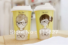 Ceramic mug with silicon lid  milk cup breakfast cup lover cup 2024 - купить недорого