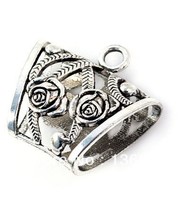 Vintage Silver Metal Rose Pattern Bails Tube Charms Pendants  DIY Jewelry For Women Scarf Accessories Gifts  20PCS Z2726 2024 - buy cheap