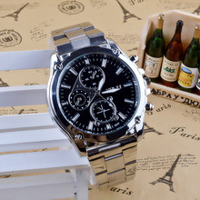 Великолепные модные деловые мужские ударопрочные наручные часы из нержавеющей стали, спортивные аналоговые кварцевые роскошные мужские часы 2024 - купить недорого