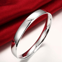 Classic Silver Color Large Bangle Mens Womens Solid Smooth Plat Bracelet Bangle Diameter 7cm 2024 - buy cheap