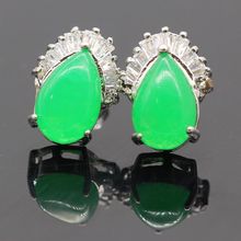 Classic Waterdrop White Gold Color Green Stone&AAA Cubic  Zirconia Stud Earring  E12-2 2024 - buy cheap