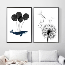 Nordic Style Kids Room Canvas Painting Balloon Whale Animals Posters And Prints Abstract Minimalist Wall Art Picture For Kids 2024 - buy cheap