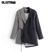 Casaco blazer feminino de primavera bl044, jaqueta colorida de cintura com renda 2024 - compre barato