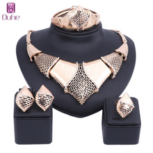Women African Beads Jewelry Sets Crystal Necklace Bangle Earring Ring Jewelries Set Gold/Silver Color Statement Accessories 2024 - buy cheap