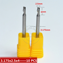 3.175mm*2.5m*4mm,Freeshipping,CNC insert router bit,solid carbide Aluminum milling cutter,1 flute end mill,PVC,Acrylic,aluminum 2024 - buy cheap