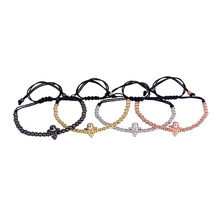 Anil Arjandas Macrame Braiding Bracelets Figure Shape Pave CZ Charm Braided 24k Gold Bracelets for Men Cuff Pulseira Masculina 2024 - buy cheap