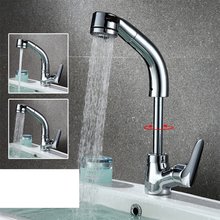 Kitchen Faucets Silver Single Handle Pull-Out Faucet Spray Swivel Kitchen Sink Baked Pull-Down Plumbing Cold Hot Water Tap 2024 - buy cheap